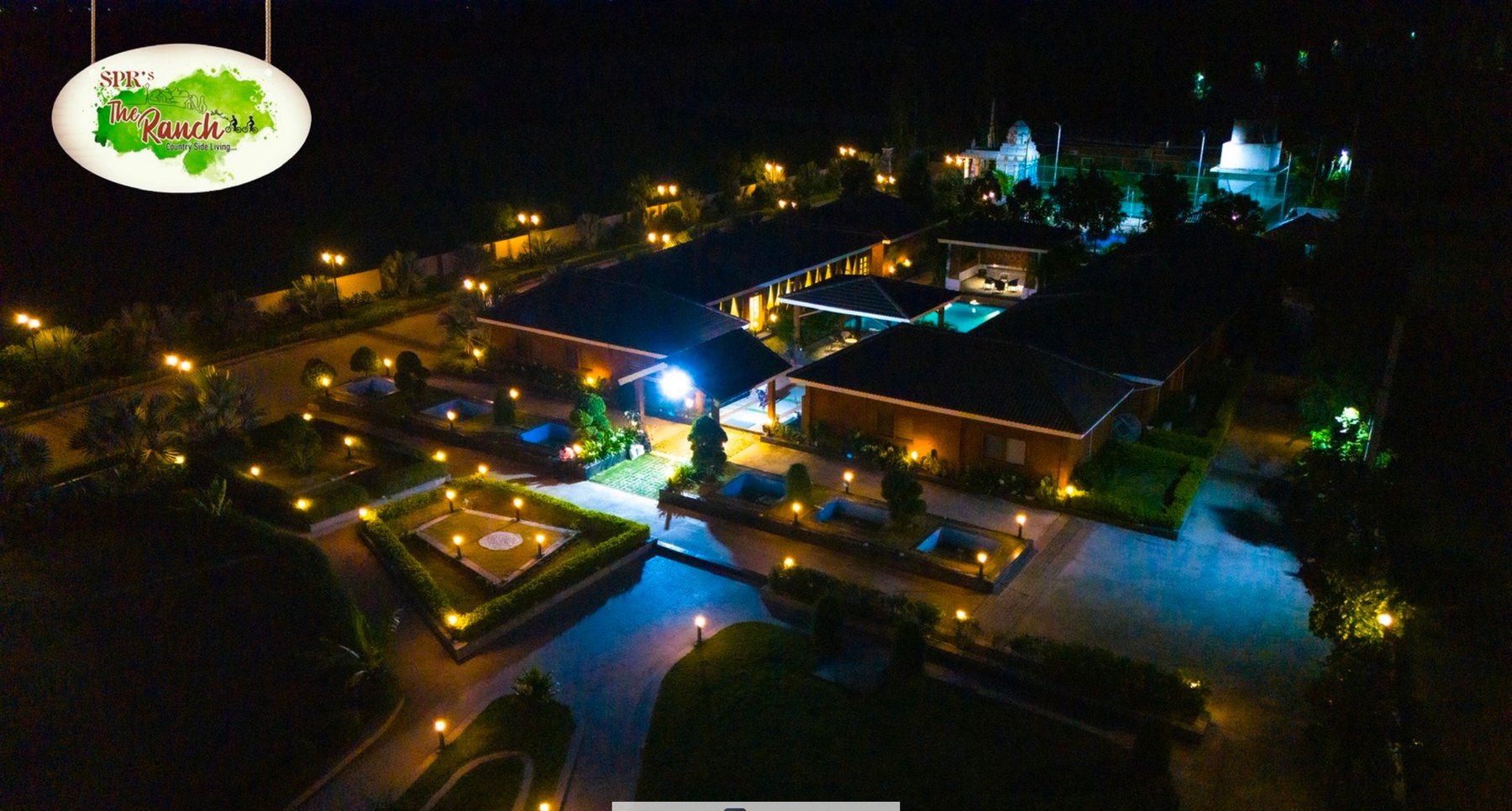Night aerial view of resort lights